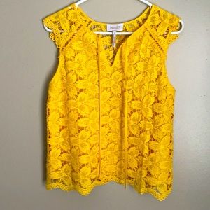 Yellow floral tank / dress shirt